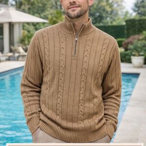 Vintage Johnston & Murphy Quarter-Zip Sweater – Cotton/Wool Blend